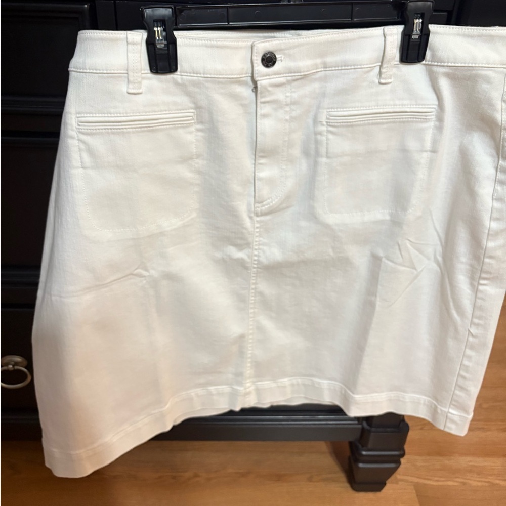 Elegant White Denim Skirt Talbots